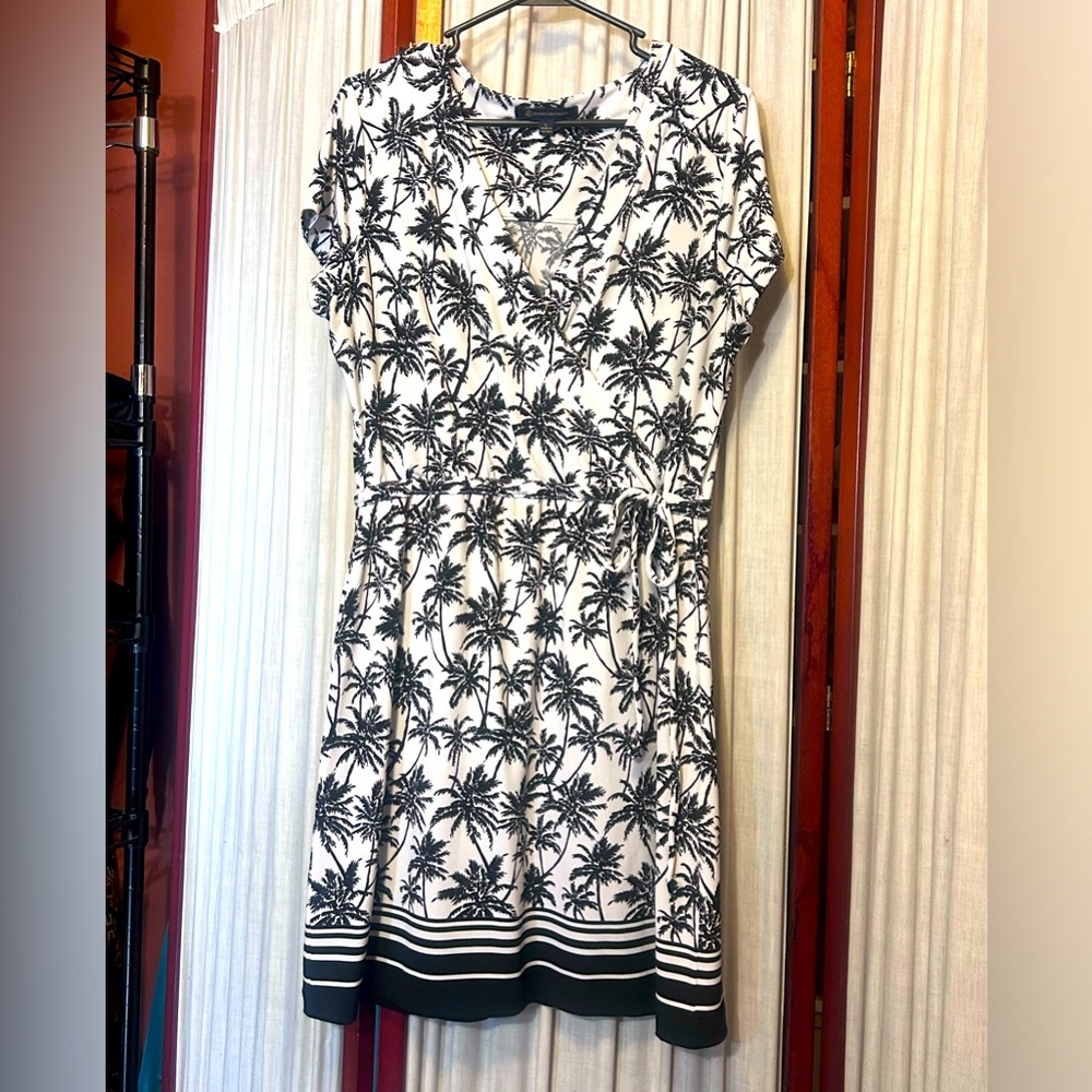 Brooks Brothers black & white palm tree dress